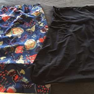 Plus lularoe lot of 2 skirts Black solid floral